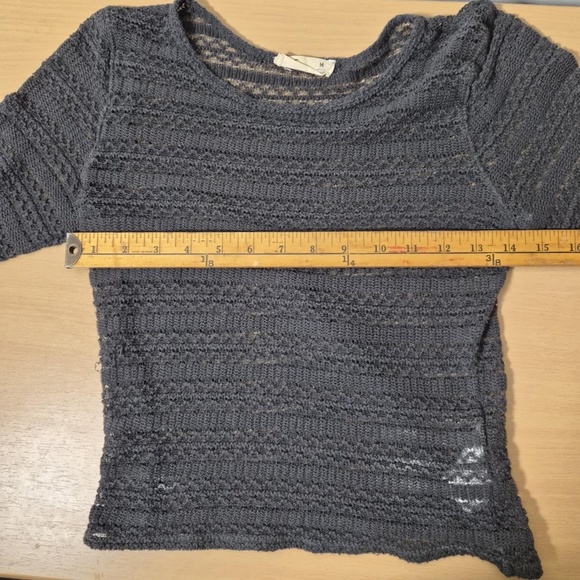 Hollister Vintage Gray Micro Knit Witchy Whimsigoth Grunge Alt Longsleeve Top M - Picture 5 of 7